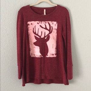 Long sleeve elk head sweater